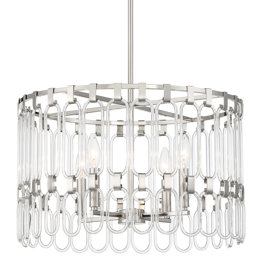 Photos - Chandelier / Lamp CHARMING Sports Kovacs P5384 Charming 4 Light 20" Wide Pendant / Converts to Semi-Flush Polished Nickel Indoor Lighting Pendants P5384-613 