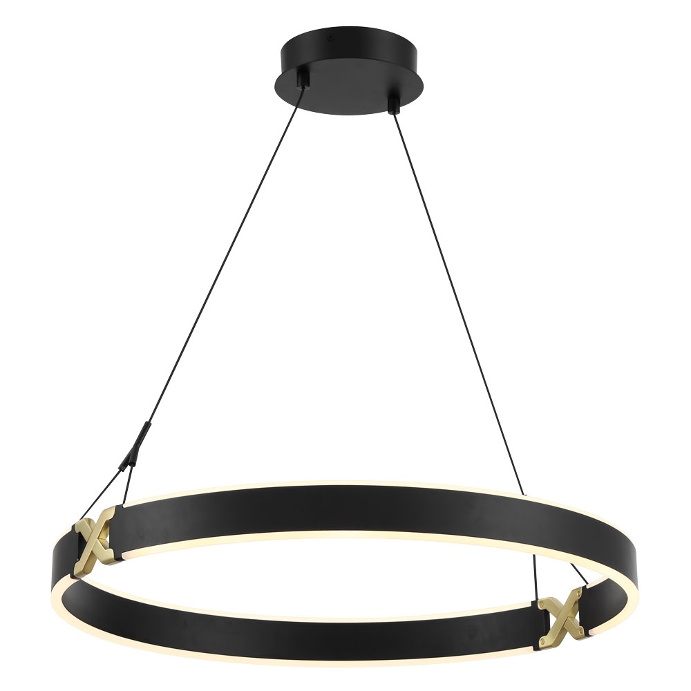 Photos - Chandelier / Lamp Wide Kovacs P5405-L Recovery X 26"  LED Pendant Coal / Satin Brass Indoor Lighting Pendants P5405-689-L 