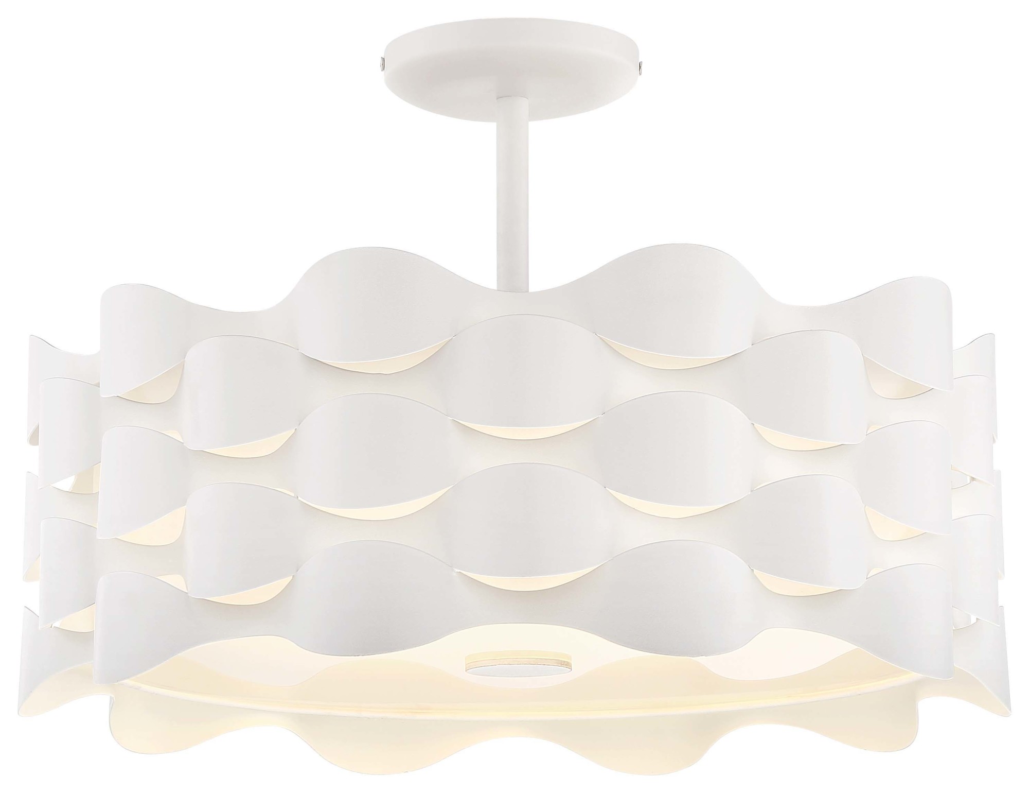 Photos - Chandelier / Lamp Coastal Kovacs P1302-655-L  Current 18" Wide LED Semi-flush Ceiling Fixture with a Sand White Metal Shade Sand White Indoor L 