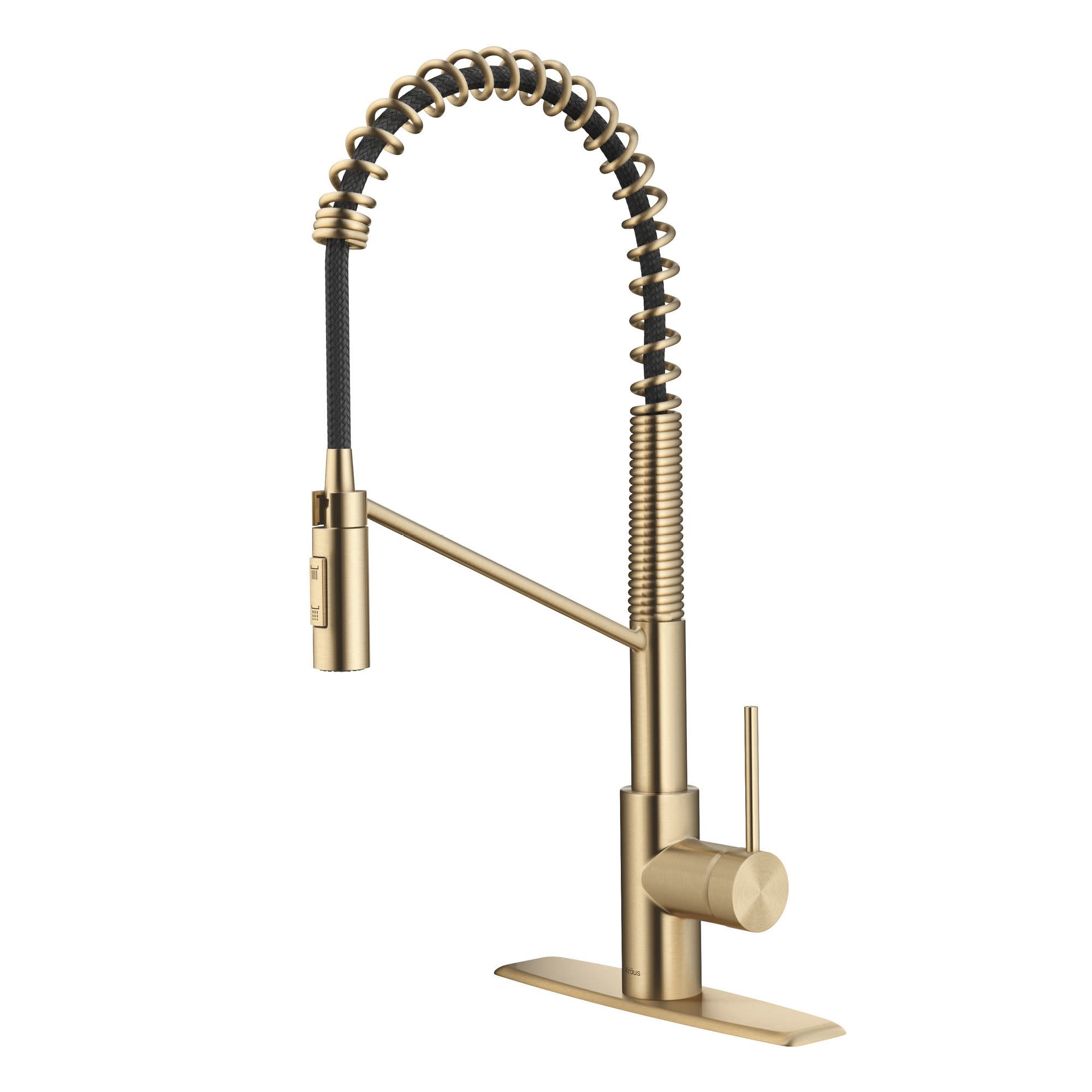Kraus KPF-2631 Oletto Commercial Style Kitchen Faucet - Includes Escutcheon Spot Free Antique Champagne Bronze Faucet Kitchen Single Handle