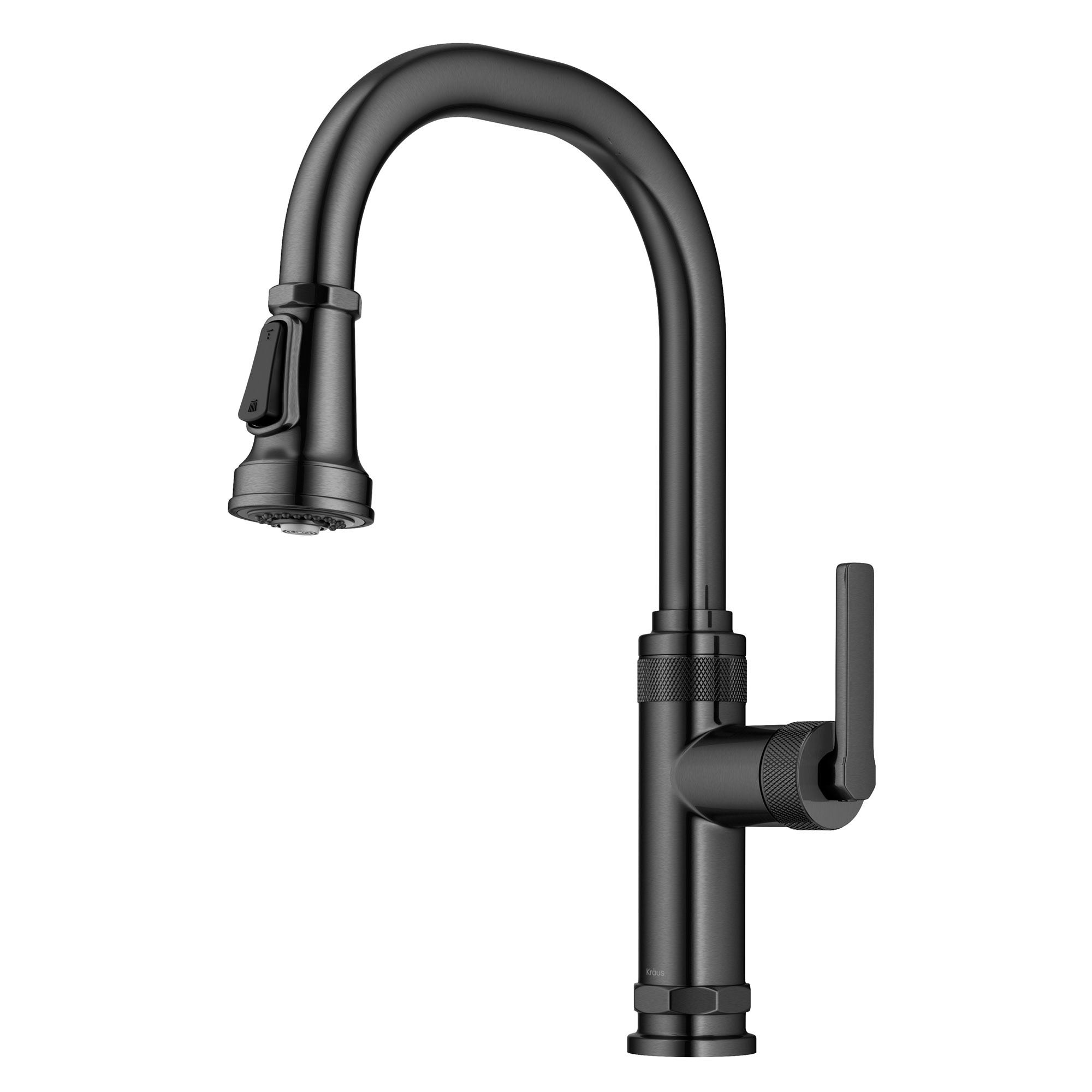 Kraus KPF-4102 Allyn 1.8 GPM Single Hole Pull Down Kitchen Faucet Spot Free Black Stainless Faucet Kitchen Single Handle