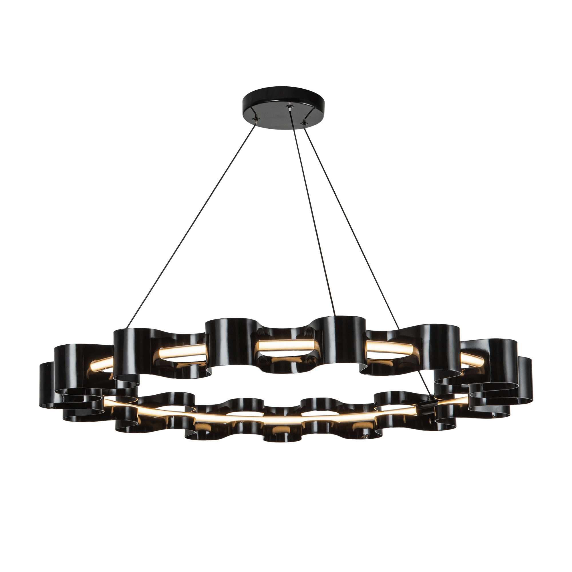 Photos - Chandelier / Lamp Kuzco Lighting CH18035 Nami 35" Wide Abstract Ring Chandelier Gloss Black Indoor Lighting Chandeliers CH18035-GBK
