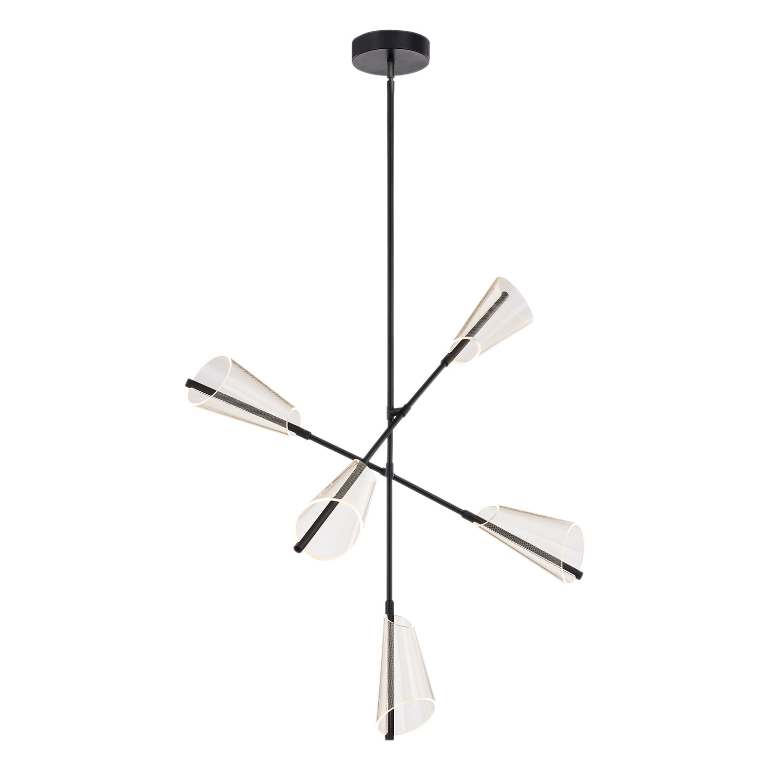 Photos - Chandelier / Lamp Mulberry Kuzco Lighting CH62737-UNV  37" Wide LED Chandelier - 120-277V Black / Light Guide Indoor Lighting Chandeliers CH627 