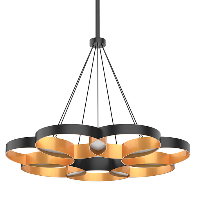 Photos - Chandelier / Lamp Maestro Kuzco Lighting CH90826  26" Wide LED Abstract Chandelier Black / Gold Indoor Lighting Chandeliers CH90826-BK/GD 