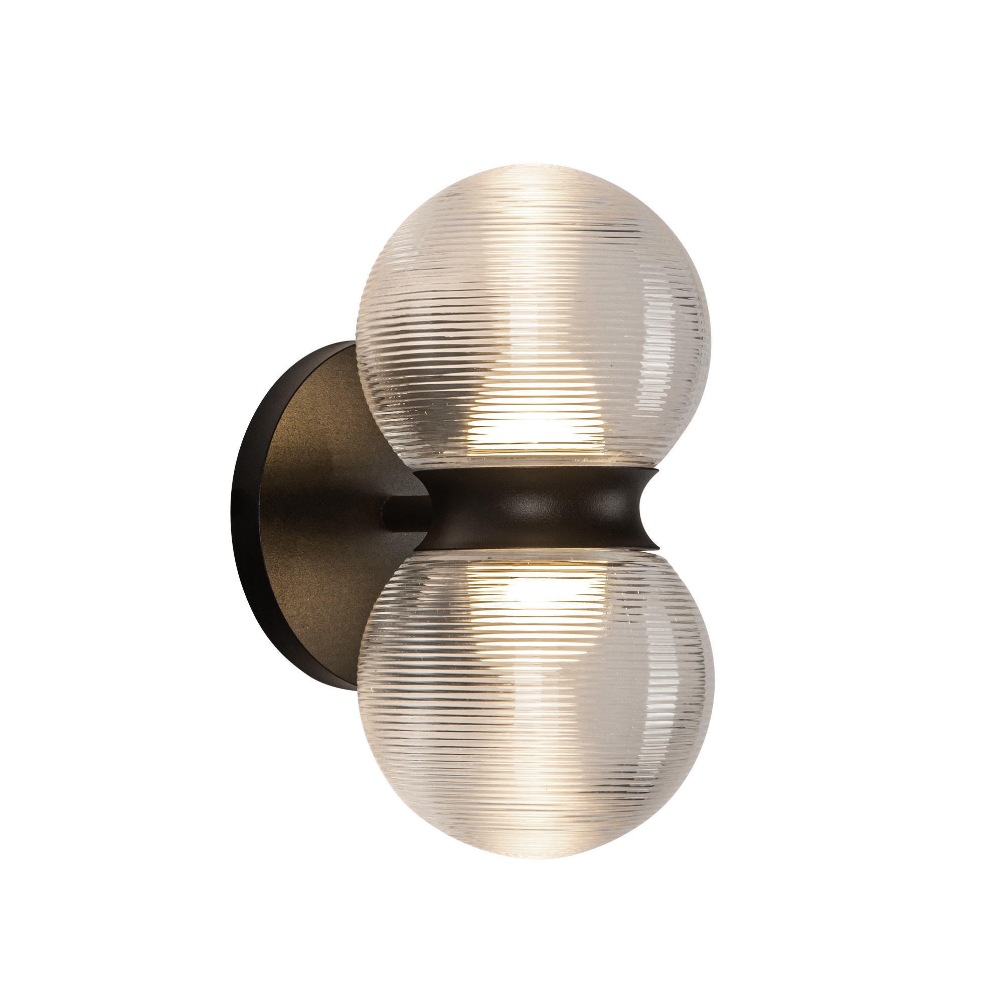 Photos - Floodlight / Street Light Clear Kuzco Lighting EW77209 Peri 6" Tall Wall Sconce Black /  Ribbed Glass Outdoor Lighting Wall Sconces EW77209-BK/CR 