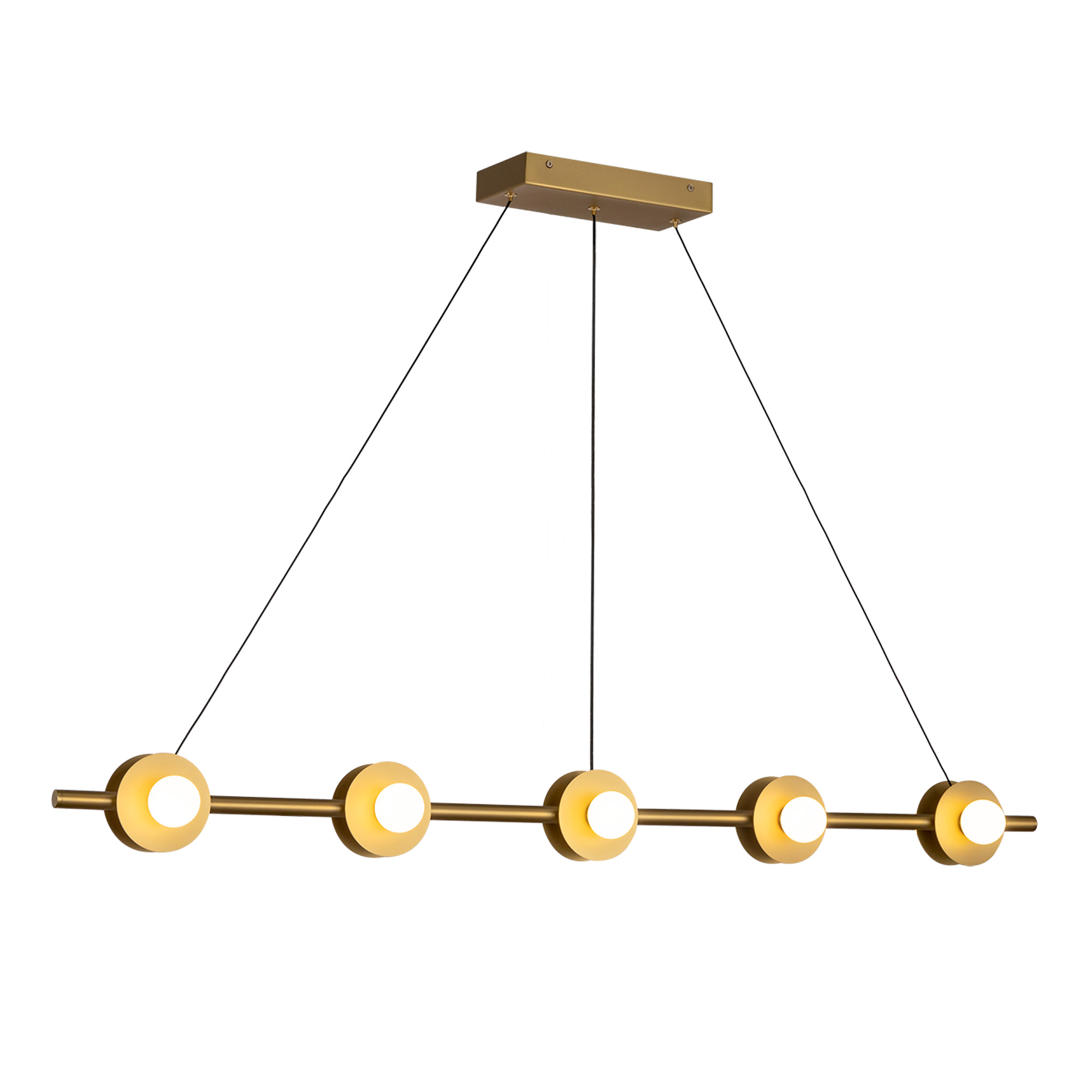 Kuzco Lighting LP15548-UNV Elixir 48" Wide LED Linear Chandelier with Opal Glass Shades Brushed Gold Indoor Lighting Chandeliers