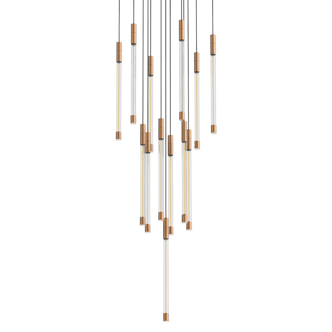 Photos - Chandelier / Lamp Kuzco Lighting MP75113 Motif 13" Wide LED Multi Light Pendant with 13" Tall Clear Glass Shades Brushed Gold Indoor Lighting
