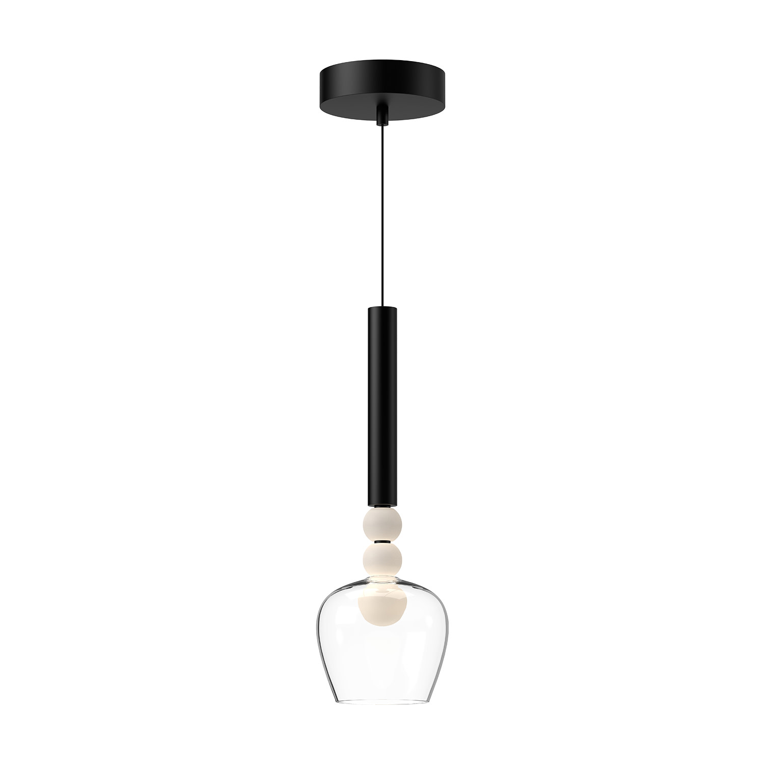 Photos - Chandelier / Lamp RISE Kuzco Lighting PD30501-UNV  17" Tall 3000K LED Mini Pendant Black / Clear Glass Indoor Lighting Pendants PD30501-BK/CL-U 