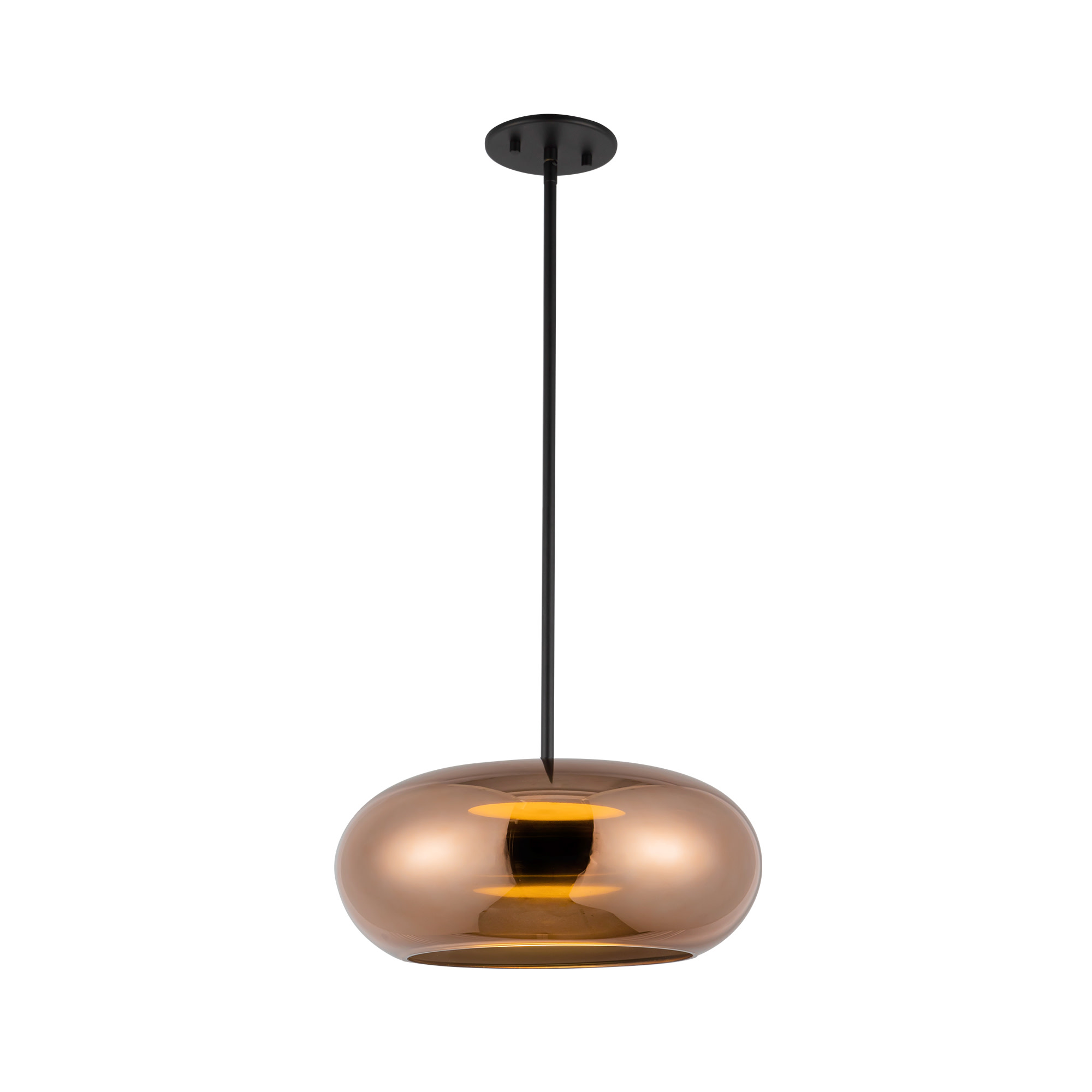 Photos - Chandelier / Lamp Kuzco Lighting PD62014 Trinity 15" Wide LED Pendant Black / Copper Indoor Lighting Pendants PD62014-BK/CP