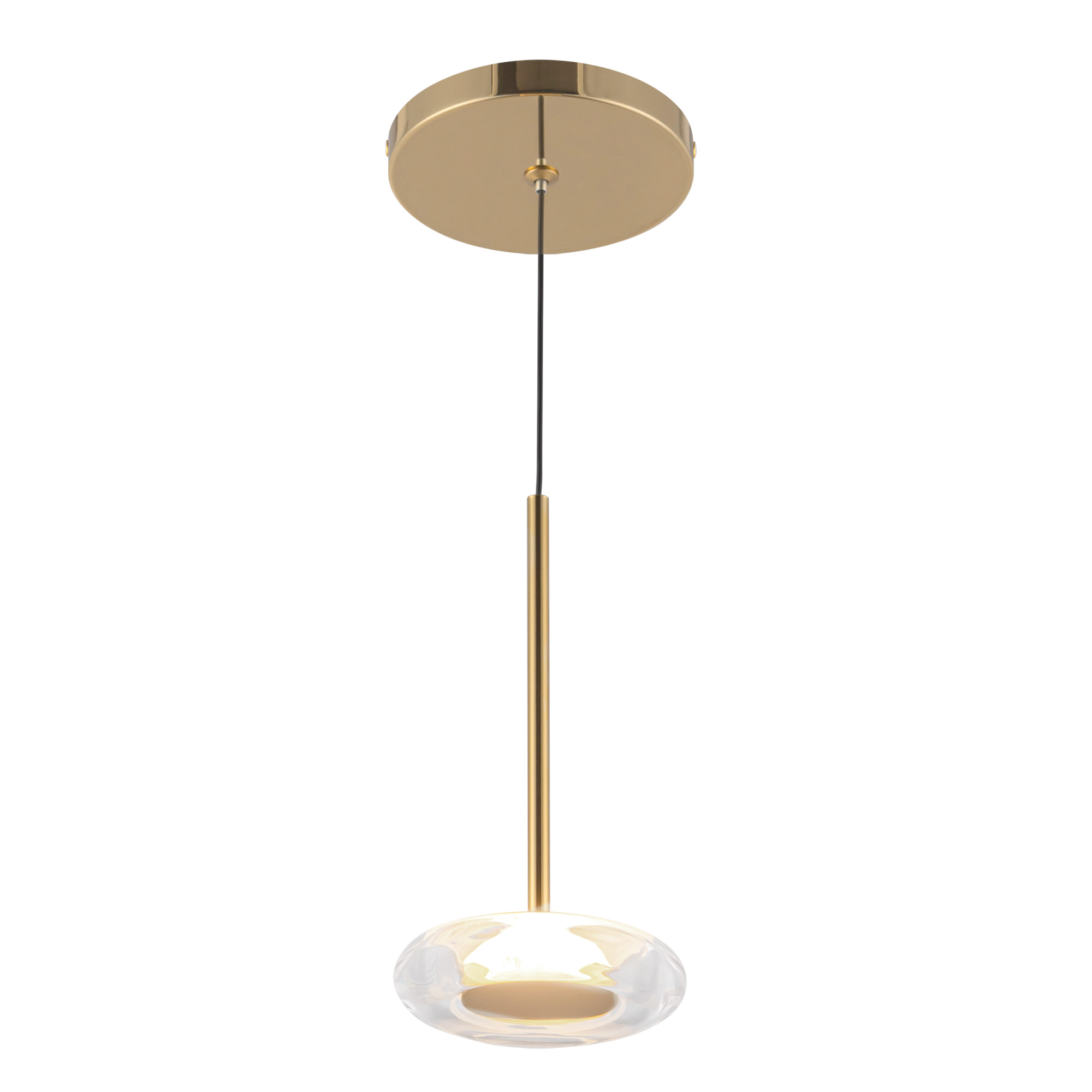 Photos - Chandelier / Lamp Kuzco Lighting PD97204 Stephord 4" Wide LED Mini Pendant with Glass Shade Metallic Brass / Clear Glass Indoor Lighting Penda