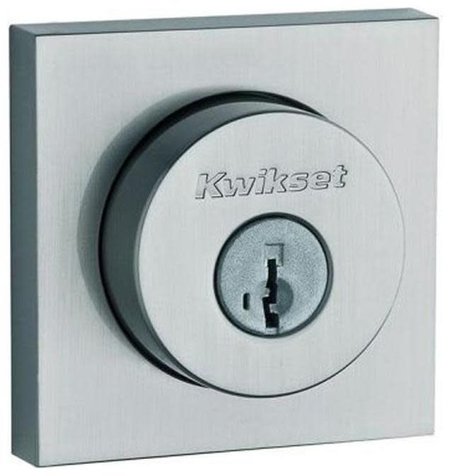 Photos - Door Lock Rose Kwikset 158SQT-S.STRKP Halifax Square Single Cylinder Deadbolt SmartKey with 6AL Latch and Square Corner Round Corner a