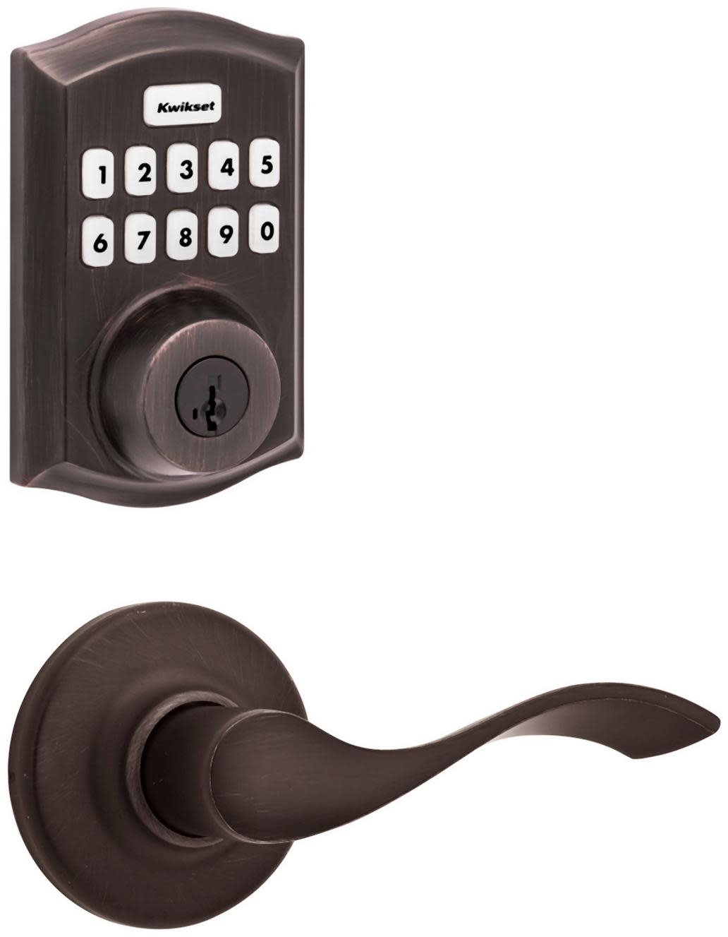 Kwikset 200BL-620TRLZW700-S Balboa Passage Lever Set and Electronic Keyless Entry Deadbolt Combo Pack with SmartKey from the Home Connect Collection