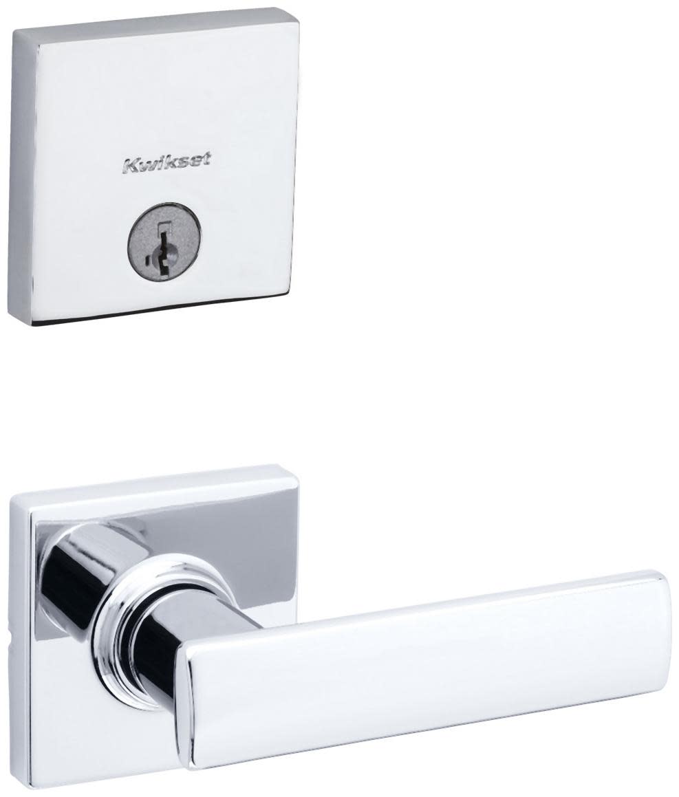 Kwikset 200BRNLSQT-258SQT-S Breton Passage Lever Set and Single Cylinder Keyed Entry Deadbolt Combo with SmartKey from the Downtown Collection