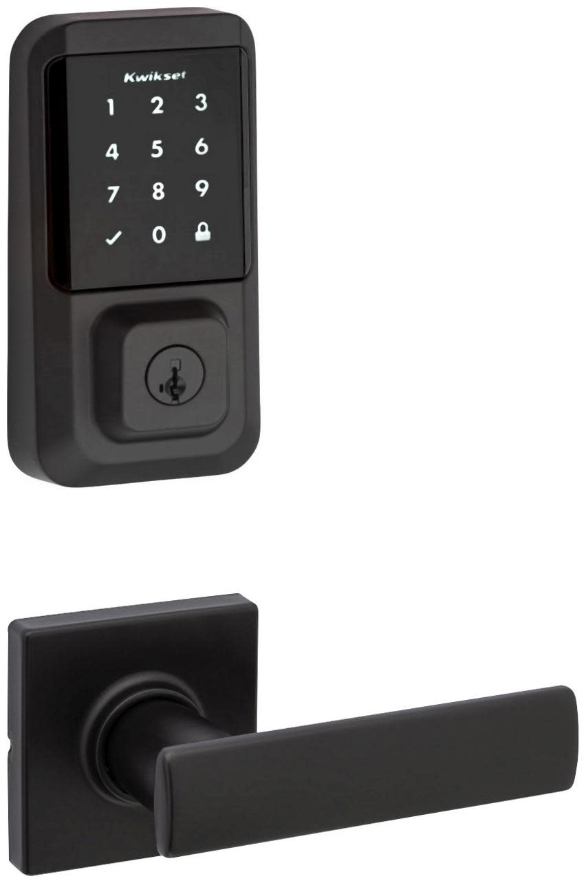 Kwikset 200BRNLSQT-939WIFITSCR-S Breton Passage Lever Set and Electronic Keyless Entry Deadbolt Combo Pack with SmartKey from the Halo Collection