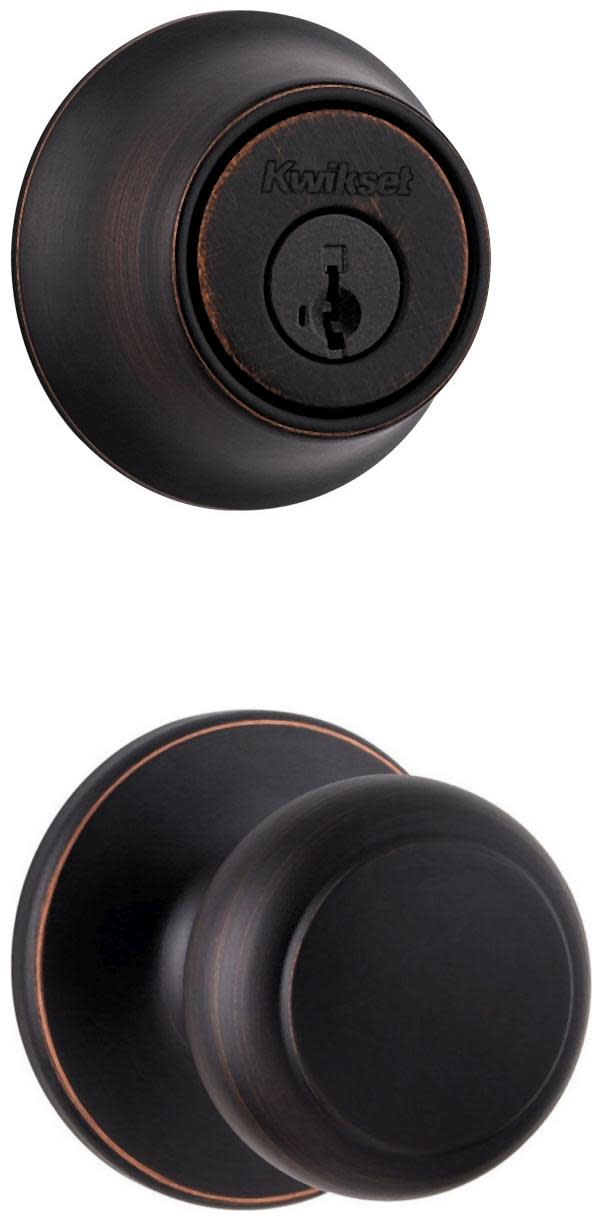 Kwikset 200CV-660-S Cove Passage Knob Set and Single Cylinder Keyed Entry Deadbolt Combo with SmartKey from the 660 Series Venetian Bronze Door