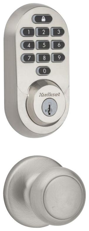 Kwikset 200CV-938WIFIKYPD-S Cove Passage Knob and 938 Halo WiFi Enabled Deadbolt Combo Pack with SmartKey Satin Nickel Door Hardware Door Knob Combo