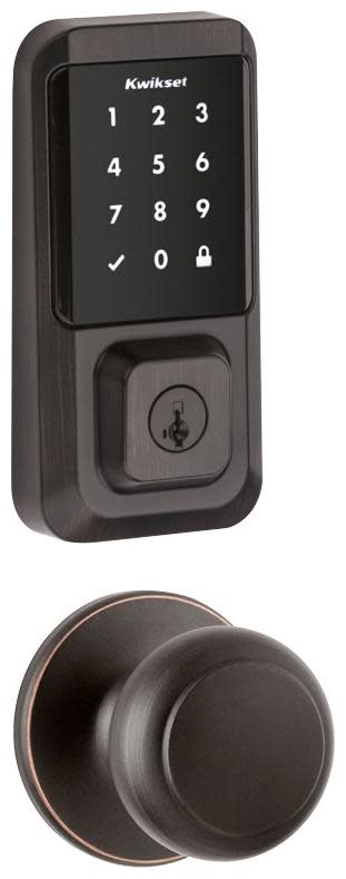 Kwikset 200CV-939WIFITSCR-S Cove Passage Knob and 939 Halo WiFi Enabled Deadbolt Combo Pack with SmartKey Venetian Bronze Door Hardware Door Knob