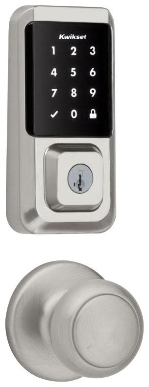 Kwikset 200CV-939WIFITSCR-S Cove Passage Knob and 939 Halo WiFi Enabled Deadbolt Combo Pack with SmartKey Satin Nickel Door Hardware Door Knob Combo
