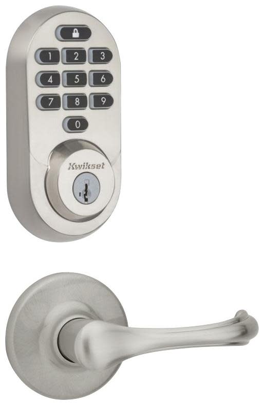 Kwikset 200DNL-938WIFIKYPD-S Dorian Passage Lever and 938 Halo WiFi Enabled Deadbolt Combo Pack with SmartKey Satin Nickel Door Hardware Door Lever