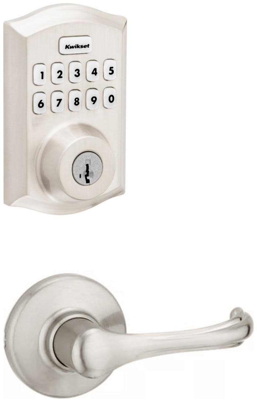 Kwikset 200DNL-620TRLZW700-S Dorian Passage Lever Set and Electronic Keyless Entry Deadbolt Combo Pack with SmartKey from the Home Connect Collection