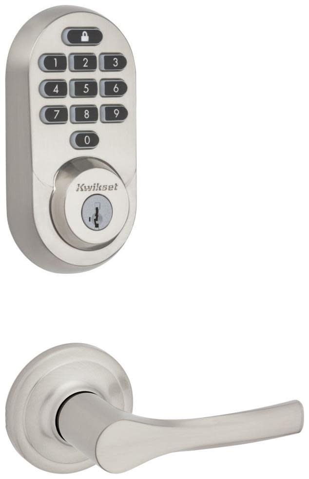 Kwikset 200HYL-938WIFIKYPD-S Henley Passage Lever Set and Halo Electronic Keypad Deadbolt Combo Pack with SmartKey Satin Nickel Door Hardware Door