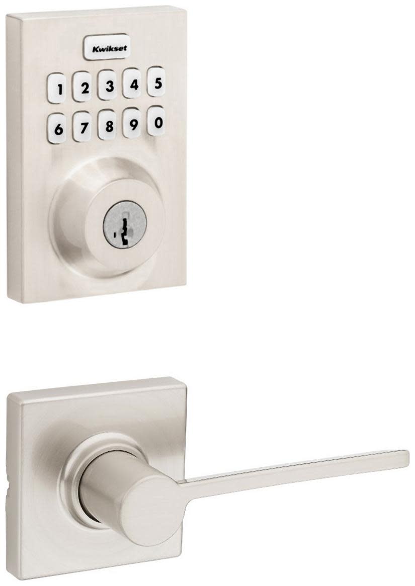Kwikset 200LRLSQT-620CNTZW700-S Ladera Passage Lever Set and Electronic Keyless Entry Deadbolt Combo Pack with SmartKey from the Home Connect