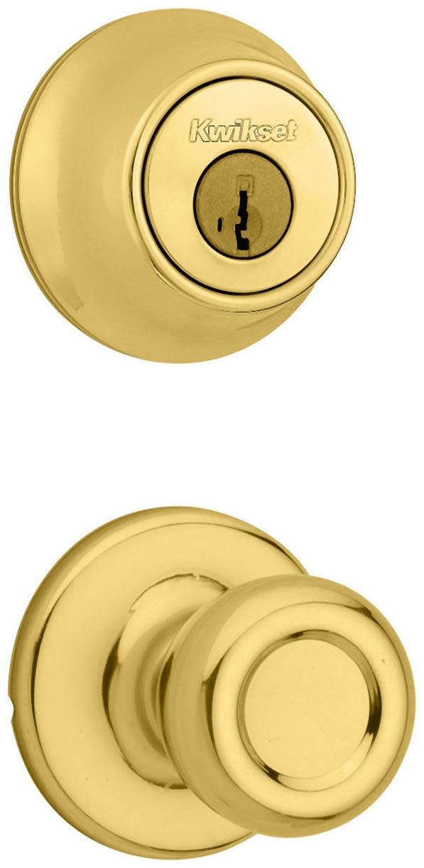 Kwikset 200T-660-S Tylo Passage Knob Set and Single Cylinder Keyed Entry Deadbolt Combo with SmartKey from the 660 Series Polished Brass Door Hardware
