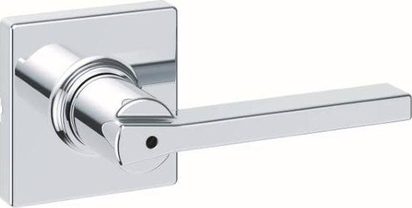 Photos - Door Handle Rose Kwikset 300CSLSQT Casey Privacy Door Lever Set with Square  Bright Chrome Door Hardware Door Levers Privacy Door Levers 