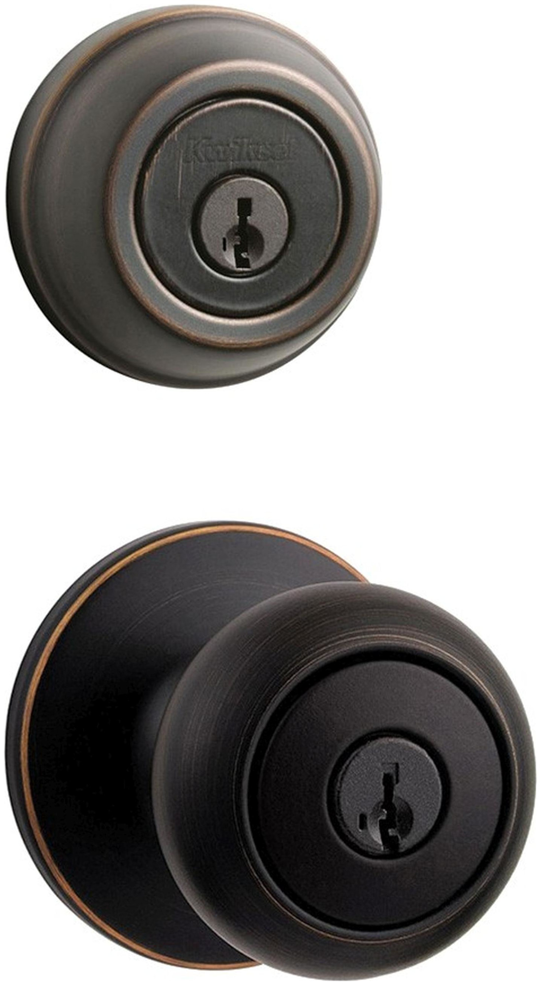 Kwikset 400CV-780-S Cove (Round Rosette) Knob and 780 Deadbolt Combo Pack with SmartKey Venetian Bronze Door Hardware Door Knob Combo Packs Keyed