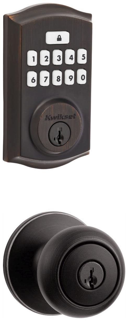Kwikset 400CV-9260TRL-S Cove Keyed Entry Knob Set and Electronic Keyless Entry Deadbolt Combo Pack with SmartKey from the SmartCode Deadbolts Touchpad