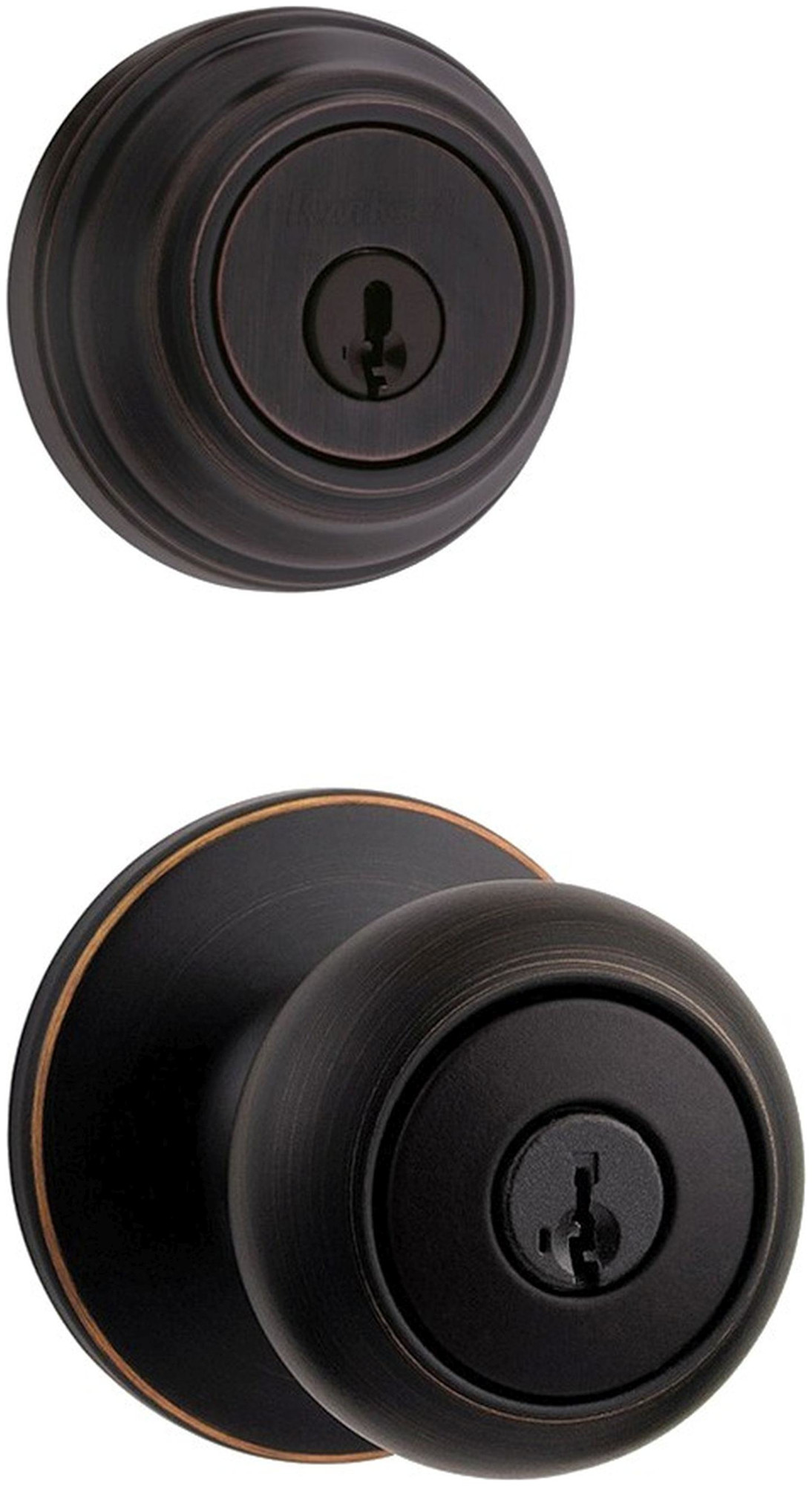 Kwikset 400CV-980-S Cove (Round Rosette) Knob and 980 Deadbolt Combo Pack with SmartKey Venetian Bronze Door Hardware Door Knob Combo Packs Keyed