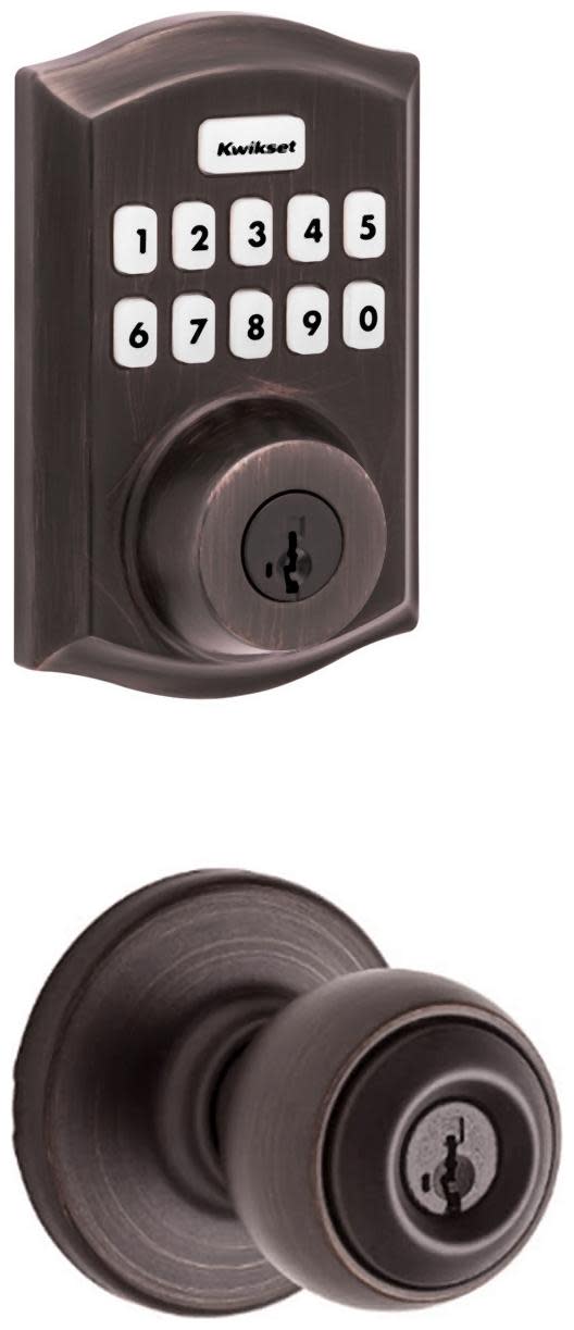 Kwikset 400P-620TRLZW700-S Polo Single Cylinder Keyed Entry Knob Set and Electronic Keyless Entry Deadbolt Combo Pack with SmartKey from the Home