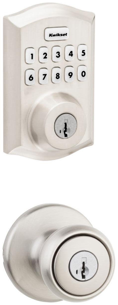 Kwikset 400T-620TRLZW700-S Tylo Single Cylinder Keyed Entry Knob Set and Electronic Keyless Entry Deadbolt Combo Pack with SmartKey from the Home