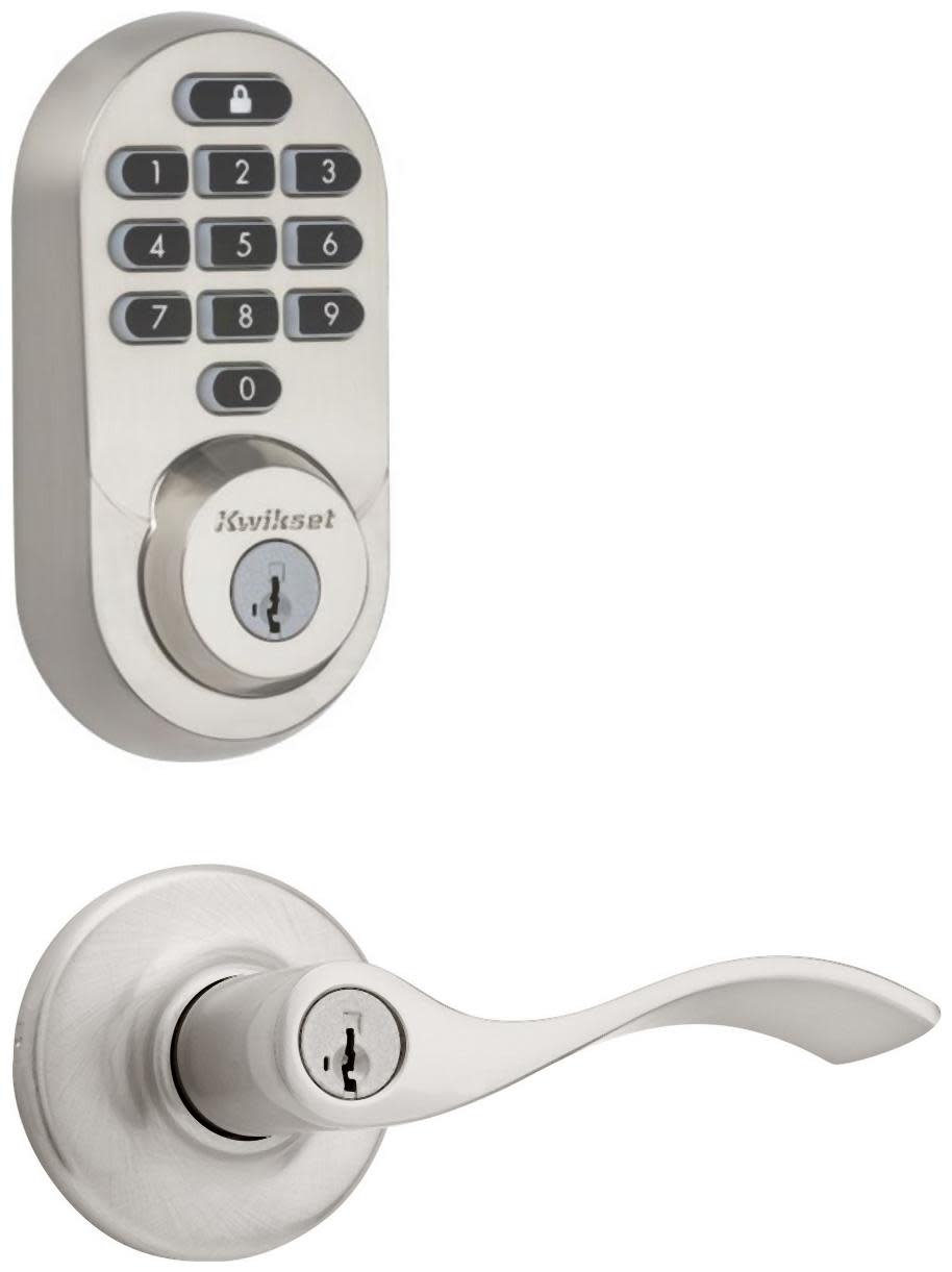 Kwikset 405BL-938WIFIKYPD-S Balboa Single Cylinder Keyed Entry Lever Set and Electronic Keyless Entry Deadbolt Combo Pack with SmartKey from the Halo