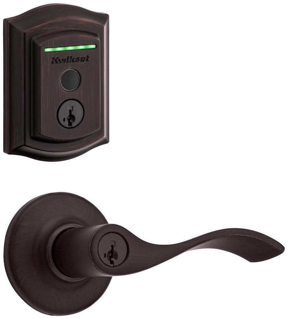 Kwikset 405BL-959TRLFPRT-S Balboa Single Cylinder Keyed Entry Lever Set and Electronic Keyless Entry Deadbolt Combo Pack with SmartKey from the Halo
