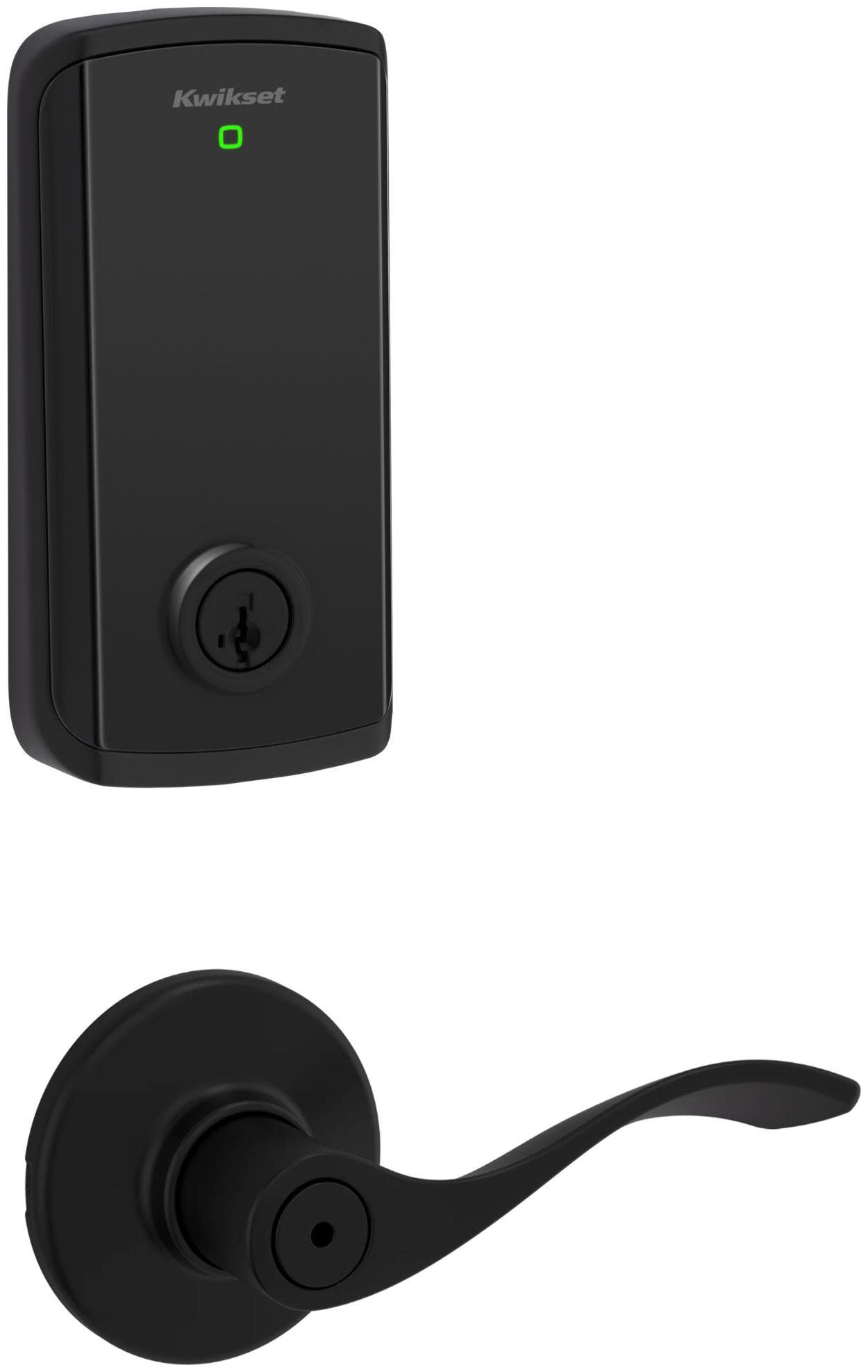 Kwikset 405BL-9800WIFI-S Balboa Single Cylinder Lever Set and Halo Electronic Touchscreen Deadbolt Combo Pack with SmartKey Matte Black Door Hardware