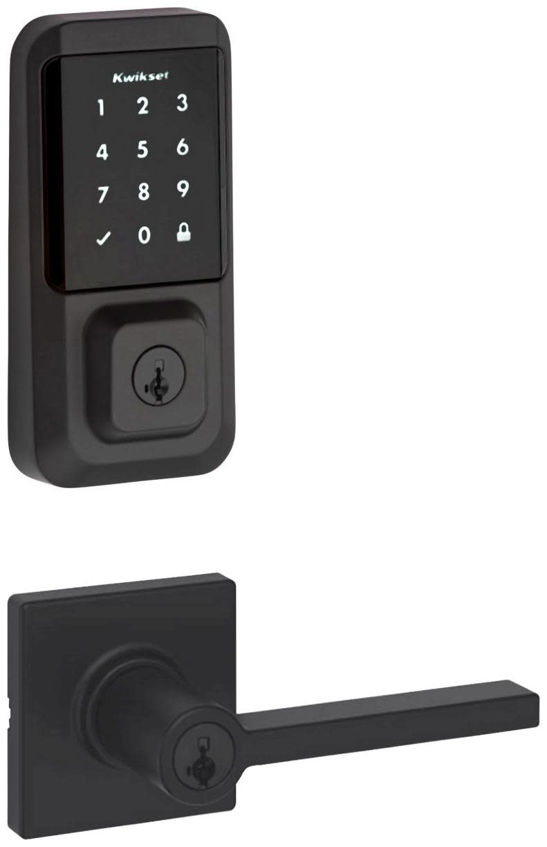 Kwikset 405CSLSQT-939WIFITSCR-S Casey Single Cylinder Keyed Entry Lever Set and Electronic Keyless Entry Deadbolt Combo Pack with SmartKey from the
