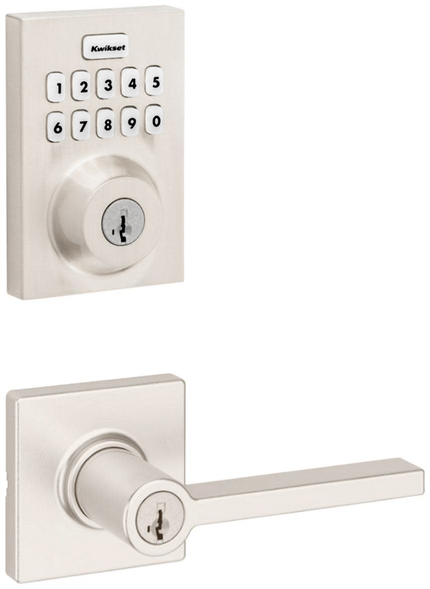 Kwikset 405CSLSQT-620CNTZW700-S Casey Single Cylinder Keyed Entry Lever Set and Electronic Keyless Entry Deadbolt Combo Pack with SmartKey from the