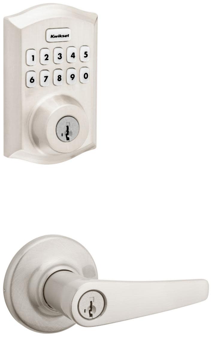 Kwikset 405DL-620TRLZW700-S Delta Single Cylinder Keyed Entry Lever Set and Electronic Keyless Entry Deadbolt Combo Pack with SmartKey from the Home