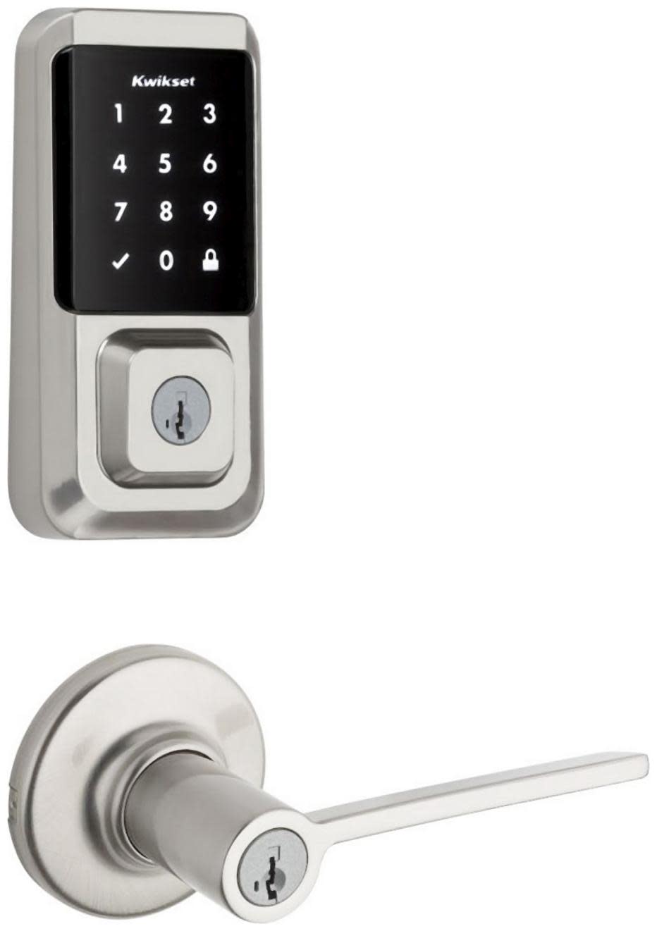 Kwikset 405LRLRDT-939WIFITSCR-S Ladera Single Cylinder Keyed Entry Lever Set and Electronic Keyless Entry Deadbolt Combo Pack with SmartKey from the