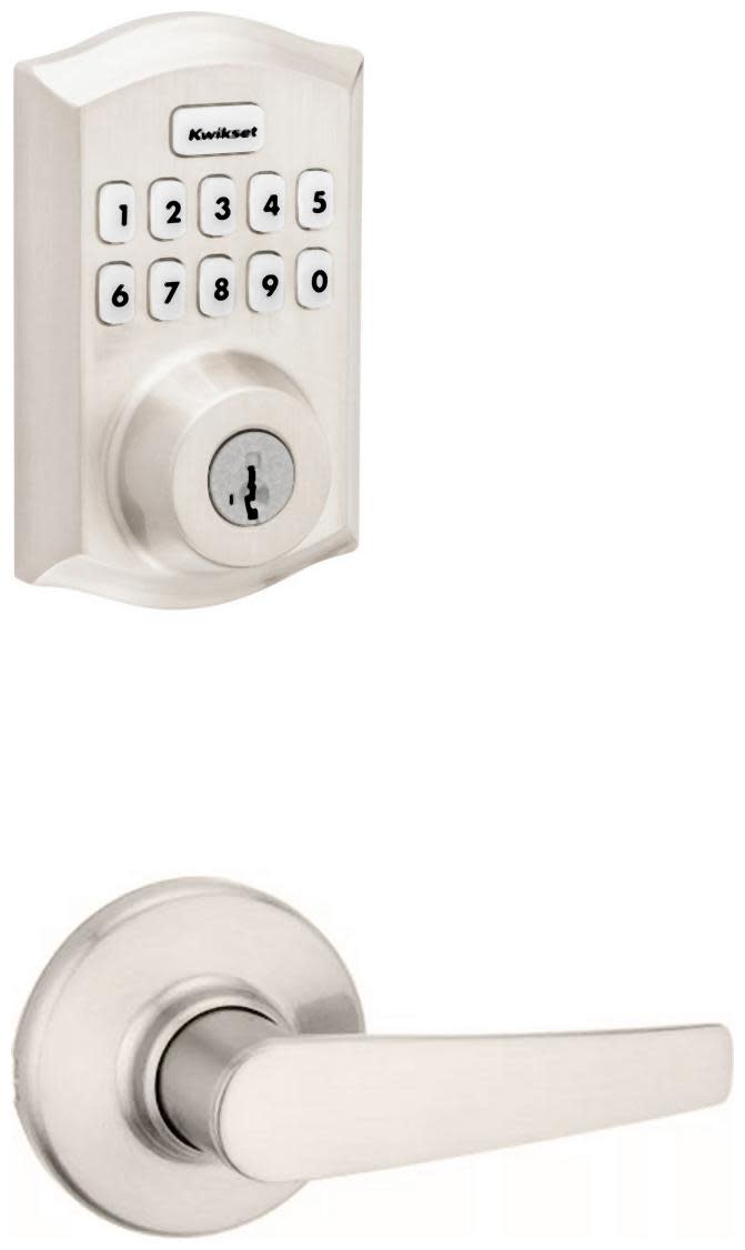 Kwikset 420DL-620TRLZW700-S Delta Passage Lever Set and Electronic Keyless Entry Deadbolt Combo Pack with SmartKey from the Home Connect Collection