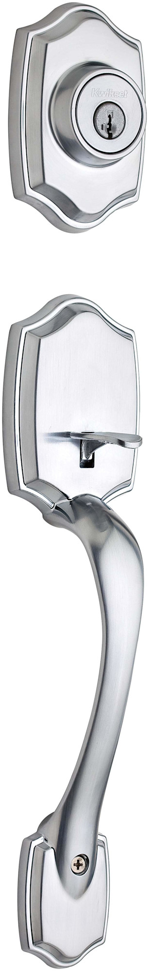 Kwikset 687BW-LIP-S Belleview Single Cylinder Sectional Handleset with Smart Key Technology Satin Chrome Door Hardware Handlesets Keyed Entry