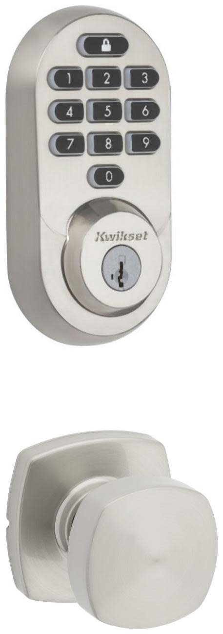 Kwikset 720AYKMDT-938WIFIKYPD-S Arroyo Passage Knob Set and Electronic Keyless Entry Deadbolt Combo Pack with SmartKey from the Halo Collection Satin