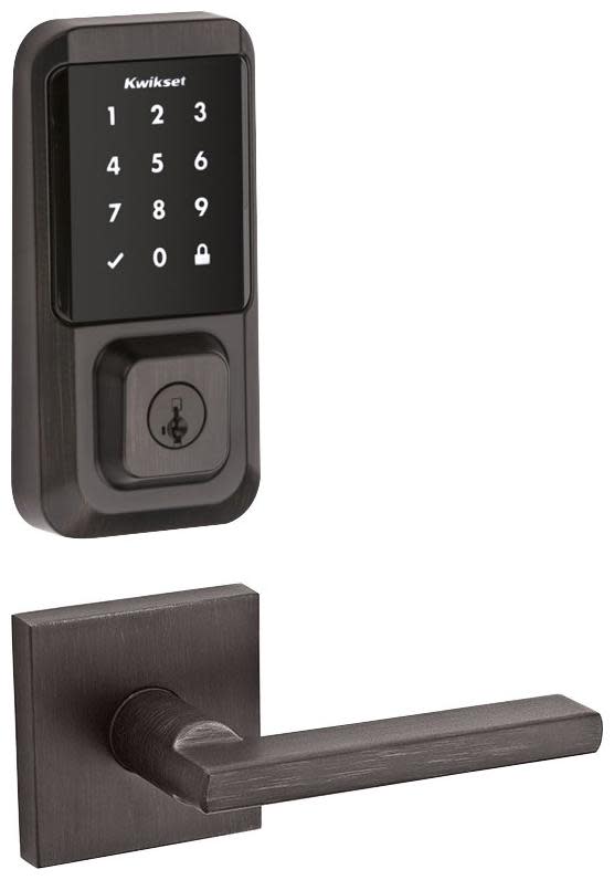 Kwikset 154HFLSQT-939WIFITSCR-S Halifax Passage Lever and 939 Halo WiFi Enabled Deadbolt Combo Pack with SmartKey Venetian Bronze Door Hardware Door