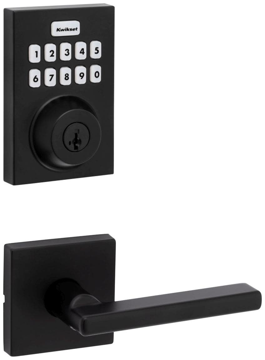 Kwikset 720HFLSQT-620CNTZW700-S Halifax Passage Lever Set and Electronic Keyless Entry Deadbolt Combo Pack with SmartKey from the Home Connect
