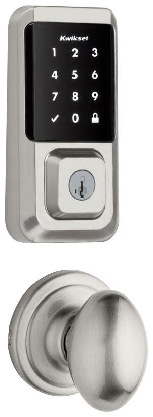 Kwikset 720L-939WIFITSCR-S Laurel Passage Knob and 939 Halo WiFi Enabled Deadbolt Combo Pack with SmartKey Satin Nickel Door Hardware Door Knob Combo
