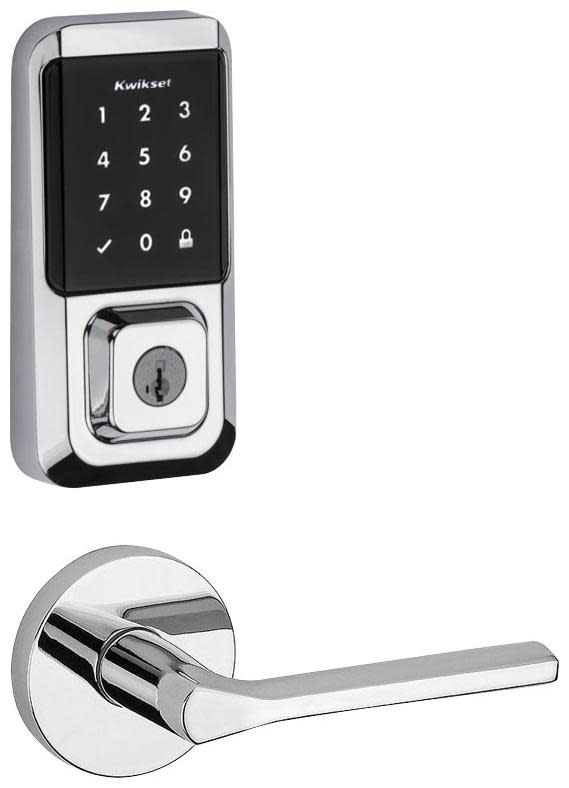 Kwikset 154LSLRDT-939WIFITSCR-S Lisbon Passage Lever and 939 Halo WiFi Enabled Deadbolt Combo Pack with SmartKey Polished Chrome Door Hardware Door