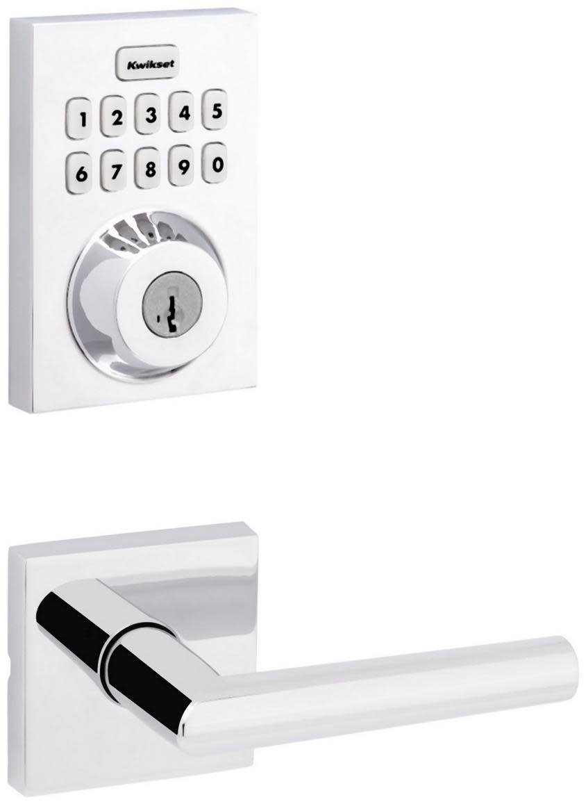 Kwikset 720MILSQT-620CNTZW700-S Milan Passage Lever Set and Electronic Keyless Entry Deadbolt Combo Pack with SmartKey from the Home Connect