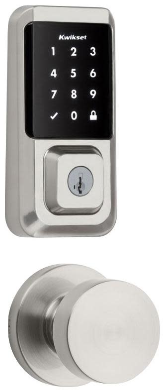 Kwikset 720PSKRDT-939WIFITSCR-S Pismo Passage Knob and 939 Halo WiFi Enabled Deadbolt Combo Pack with SmartKey Satin Nickel Door Hardware Door Knob