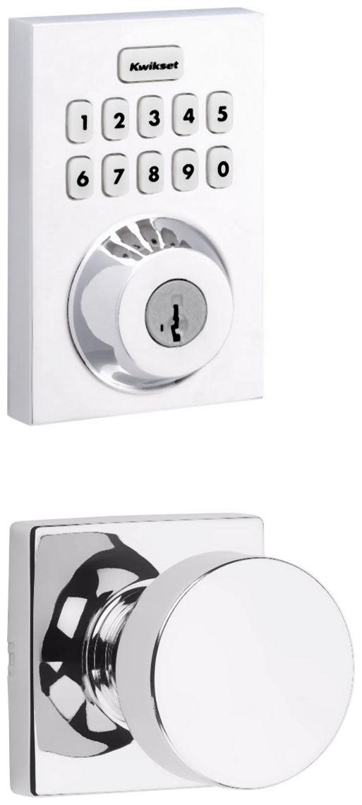 Kwikset 720PSKSQT-620CNTZW700-S Pismo Passage Knob Set and Electronic Keyless Entry Deadbolt Combo Pack with SmartKey from the Home Connect Collection